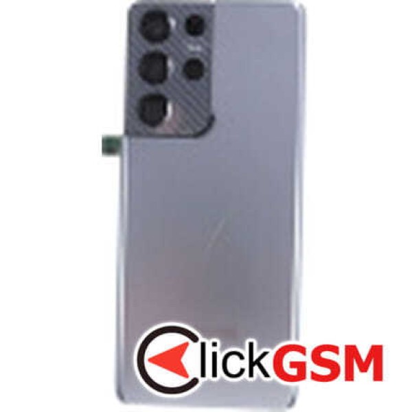 Piesa Piesa Capac Spate Cu Geam Camera Pentru Samsung Galaxy S21 Ultra 5g Gri 1deh