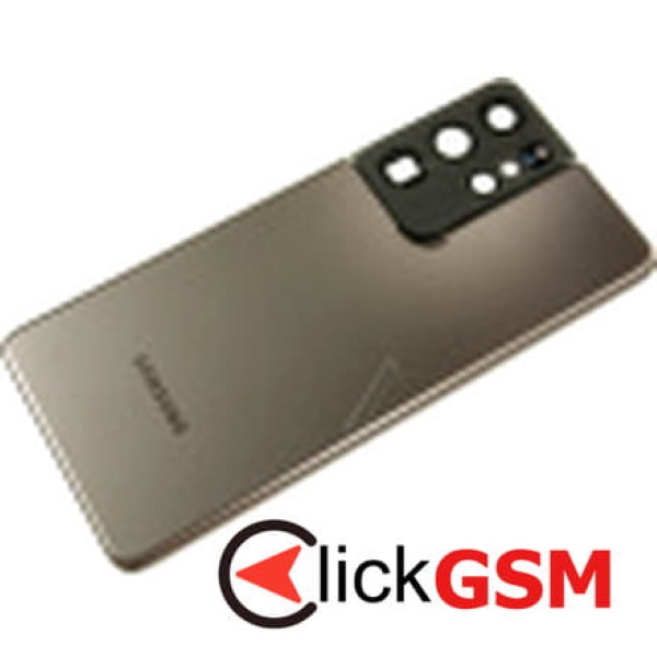 Piesa Capac Spate Cu Geam Camera Pentru Samsung Galaxy S21 Ultra 5g Maro Inv