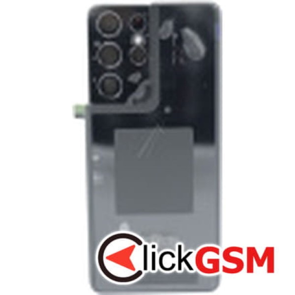 Piesa Capac Spate Cu Geam Camera Pentru Samsung Galaxy S21 Ultra 5g Negru Inb