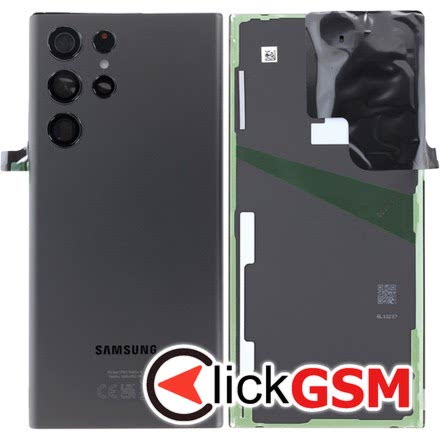 Piesa Piesa Capac Spate Cu Geam Camera Pentru Samsung Galaxy S22 Ultra Negru 1ekl