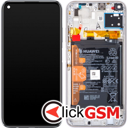 Display Original cu TouchScreen, Rama, Baterie Argintiu Huawei P40 Lite t1m