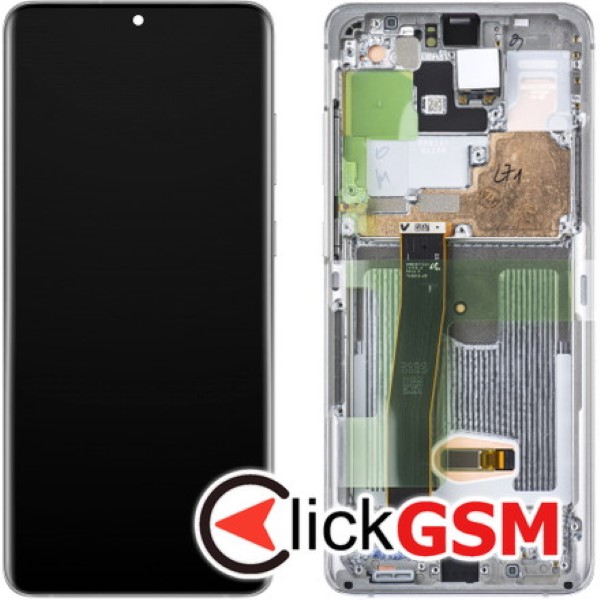 Piesa Piesa Display Original Cu Touchscreen Rama Pentru Samsung Galaxy S20 Ultra 5g Alb 1des
