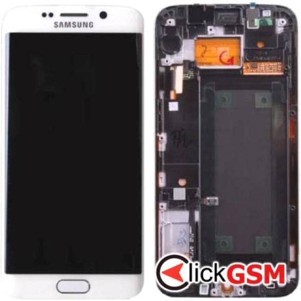 Piesa Display Original Cu Touchscreen Rama Pentru Samsung Galaxy S6 Edge Alb 31xt