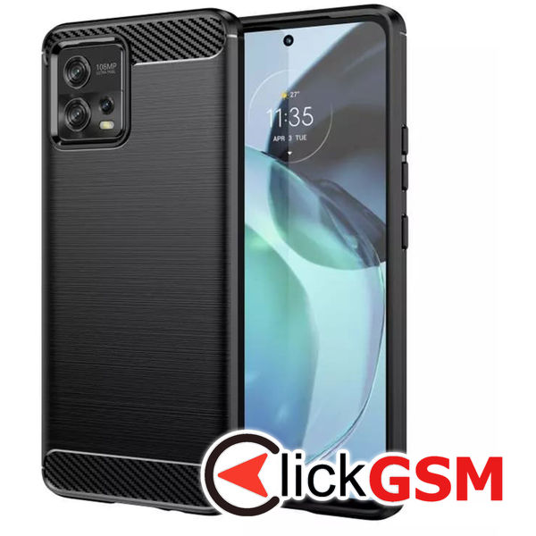 Accesoriu Husa Carbon Silicone Negru Motorola Moto G72