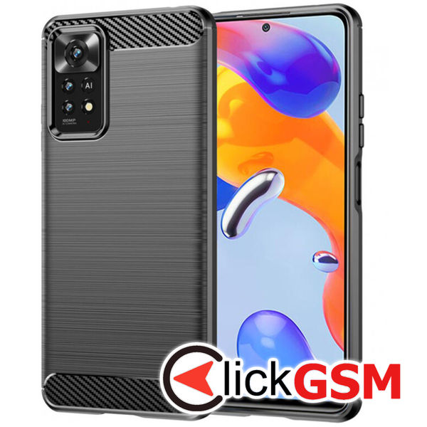 Accesoriu Husa Carbon Silicone Negru Xiaomi Redmi Note 11 Pro