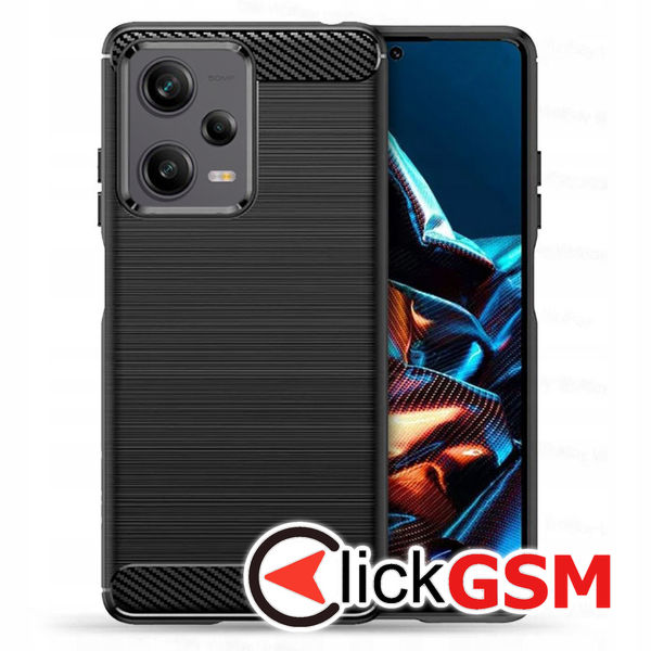 Accesoriu Husa Carbon Silicone Negru Xiaomi Redmi Note 12 Pro 5G