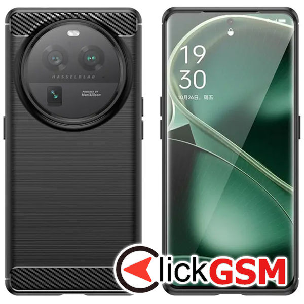 Accesoriu Husa Carbon Silicone Negru Oppo Find X6