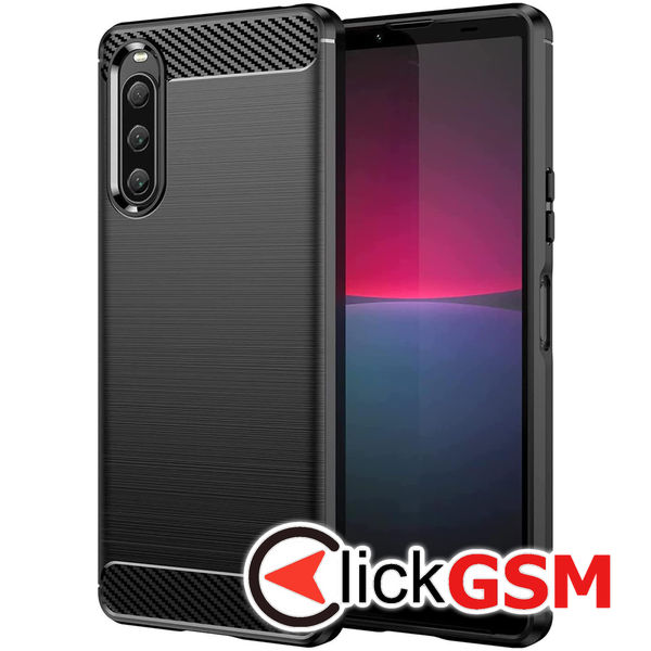 Accesoriu Husa Carbon Silicone Negru Sony Xperia 10 V