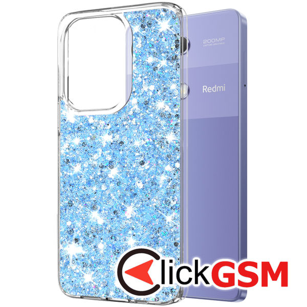 Accesoriu Husa Sparkly Glitter  Bleu Xiaomi Redmi Note 13 Pro 4G