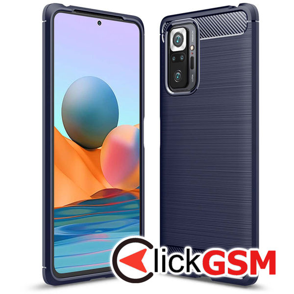 Accesoriu Husa Carbon Silicone Albastru Xiaomi Redmi Note 10 Pro