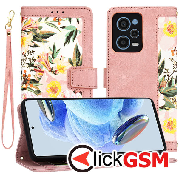 Accesoriu Husa Flip Roz Xiaomi Redmi Note 12 Pro 5G