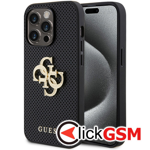 Guess - Leather Perforated 4G (GUHCP15LPSP4LGK) - iPhone 15 Pro - Black
