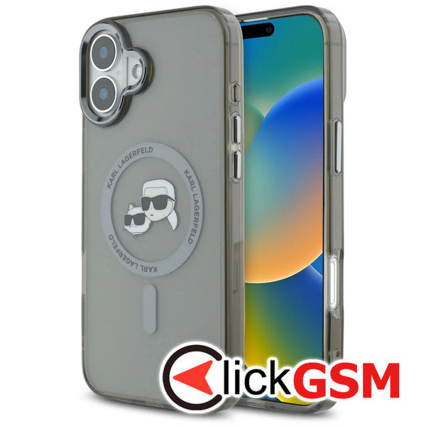 Karl Lagerfeld - IML MagSafe (KLHMP16MHLSKCK) - iPhone 16 Plus - Metal Karl&Choupette Head