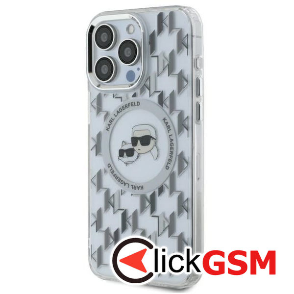 Karl Lagerfeld - IML MagSafe (KLHMP16XHMCKMHT) - iPhone 16 Pro Max - Transparent Monogram Karl&Choupette Head