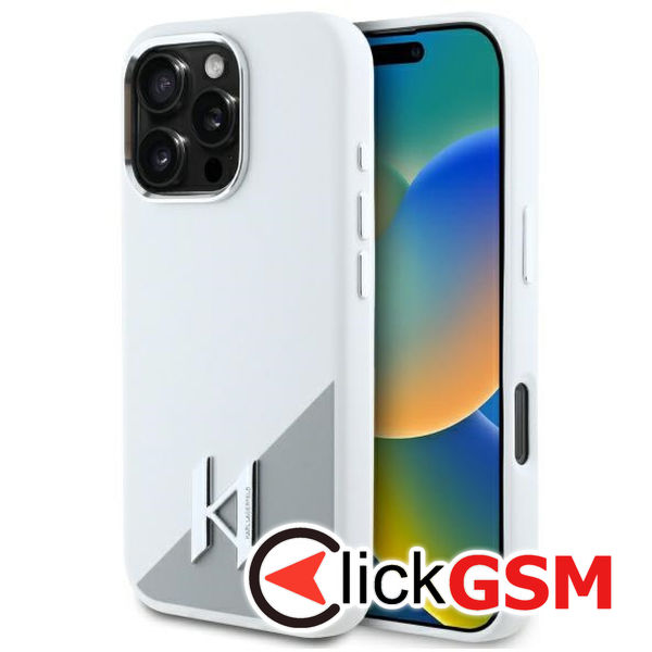 Karl Lagerfeld - Silicone (KLHMP16XSCMKMPCH) - iPhone 16 Pro Max - White Initial Logo