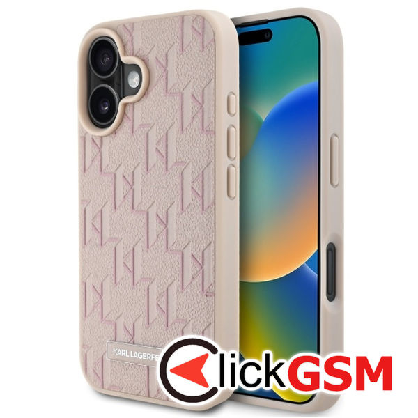 Karl Lagerfeld - Leather MagSafe (KLHMP16SPKHPORPP) - iPhone 16 - Pink Hot Stamp
