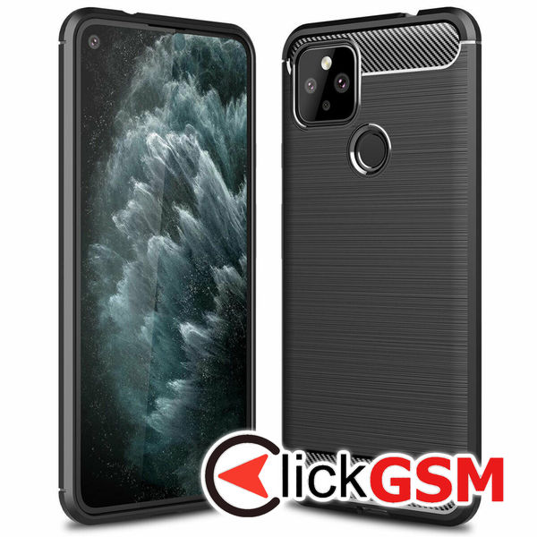 Accesoriu Husa Carbon Silicone Negru Google Pixel 4a 5G