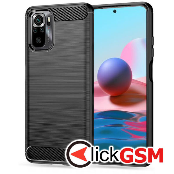 Accesoriu Husa Carbon Silicone Negru Xiaomi Redmi Note 10