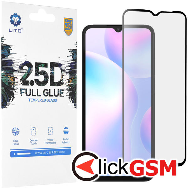 Accesoriu Folie Full Glue Negru-transparenta Xiaomi Redmi 9C