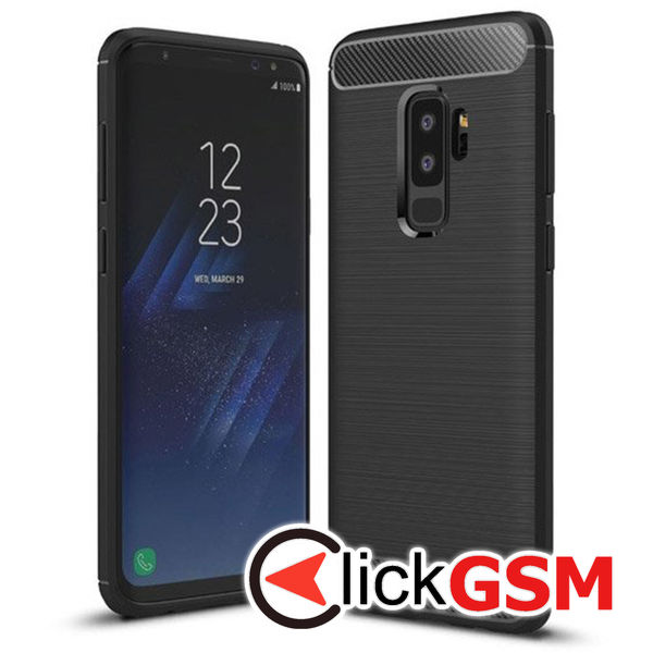 Accesoriu Husa Carbon Silicone Negru Samsung Galaxy S9+