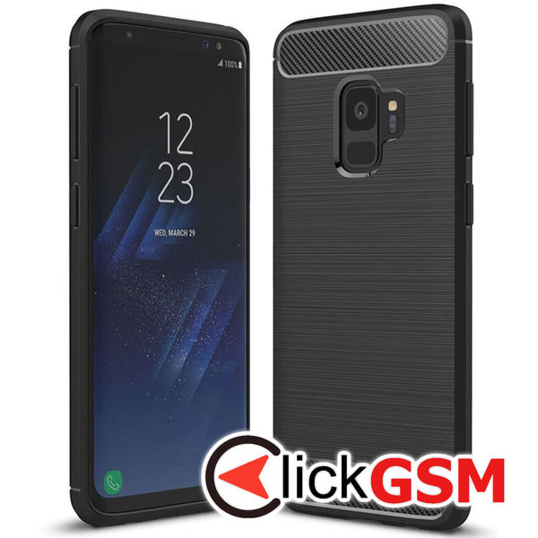 Accesoriu Husa Carbon Silicone Negru Samsung Galaxy S9