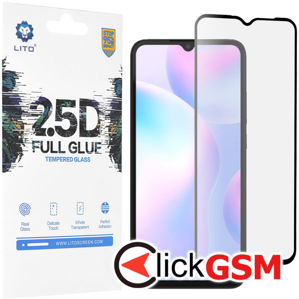 Accesoriu Folie Full Glue Negru-transparenta Xiaomi Redmi 9C