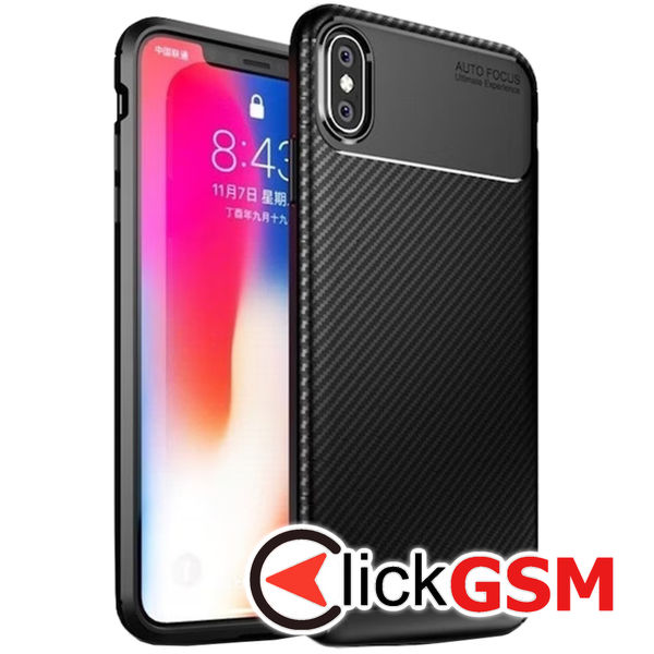 Husa Carbon Fiber negru Apple iPhone XS Max bgd