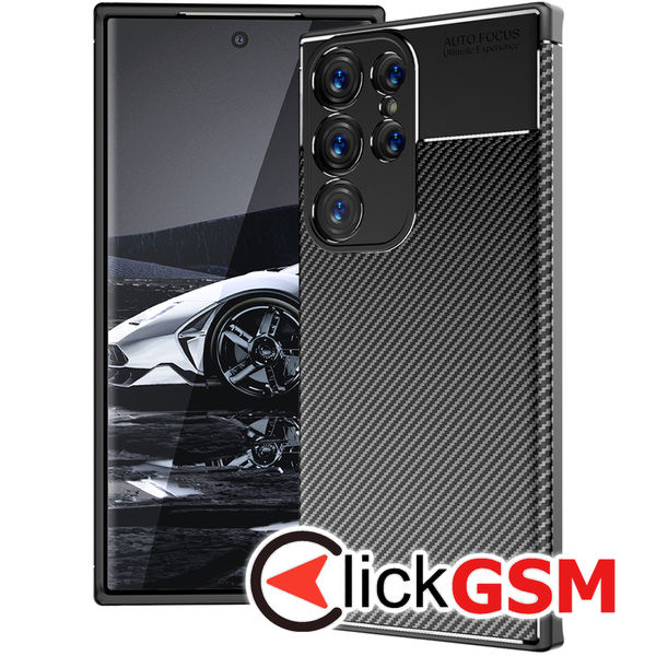 Husa Carbon Fiber negru Samsung Galaxy S23 Ultra bhb