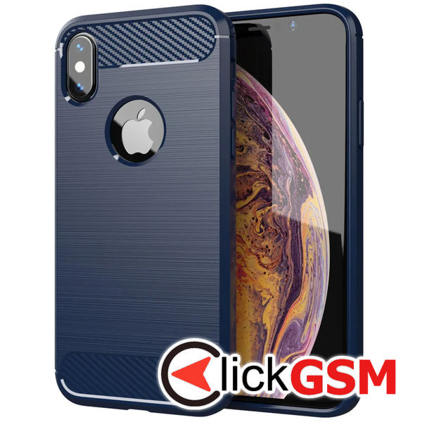 Husa Carbon Silicone albastru Apple iPhone X bix