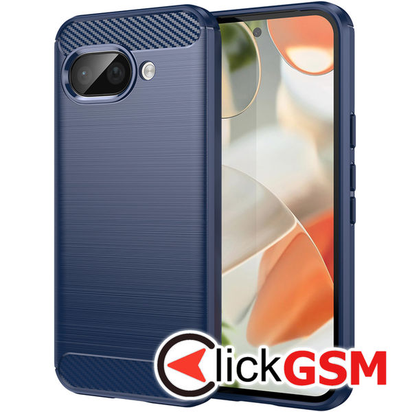 Husa Carbon Silicone albastru Google Pixel 9a ef1