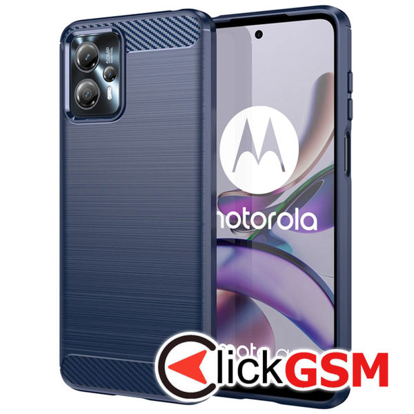 Husa Carbon Silicone albastru Motorola Moto G53 bji