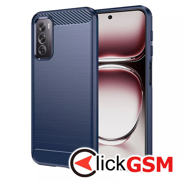 Husa Carbon Silicone albastru Oppo Reno12 Pro dqt