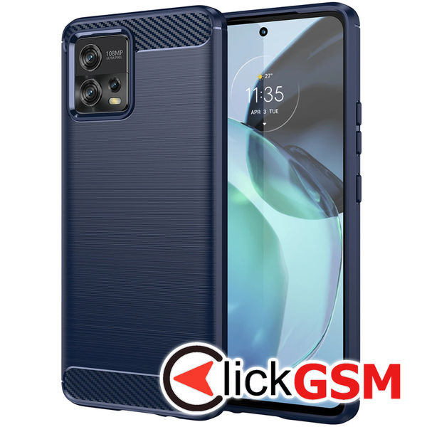 Husa Carbon Silicone albastru Xiaomi Redmi Note 12 Pro 5G blw