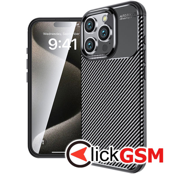 Husa Carbon Silicone negru Apple iPhone 16 Pro gd4