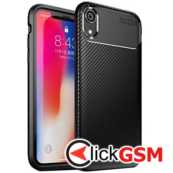 Husa Carbon Silicone negru Apple iPhone XR bgc