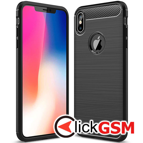 Husa Carbon Silicone negru Apple iPhone XS Max 73x