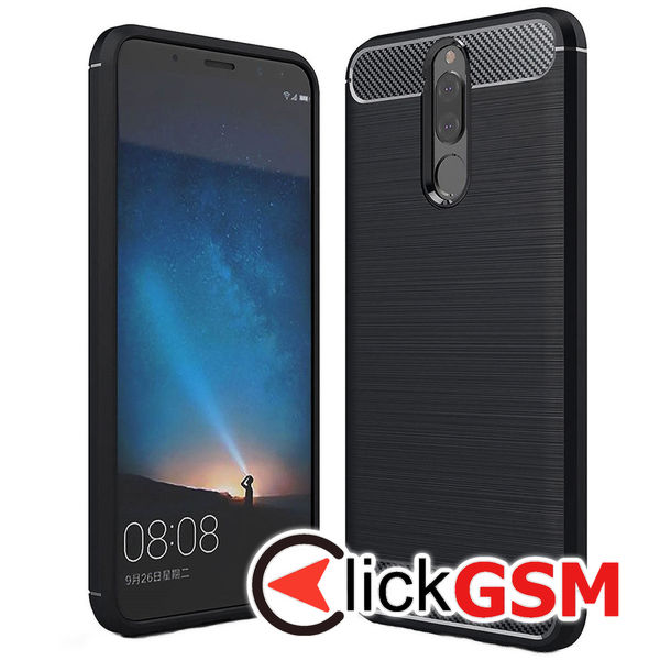 Husa Carbon Silicone negru Huawei Mate 10 Lite 771