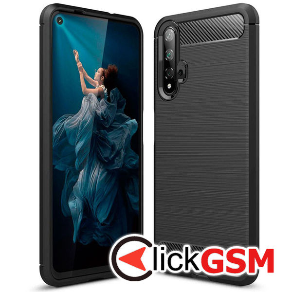 Husa Carbon Silicone negru Huawei nova 5T 7gy