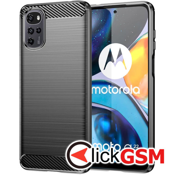 Accesoriu Husa Carbon Silicone Negru Motorola Moto G22