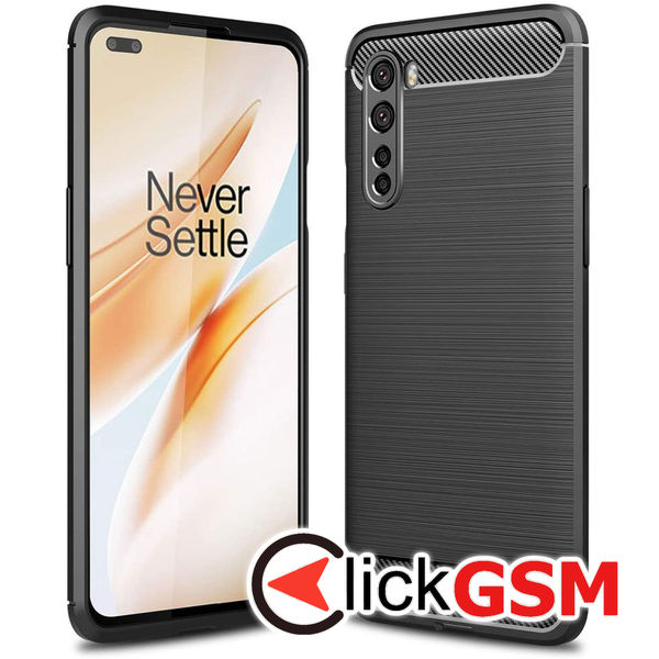 Accesoriu Husa Carbon Silicone Negru OnePlus Nord