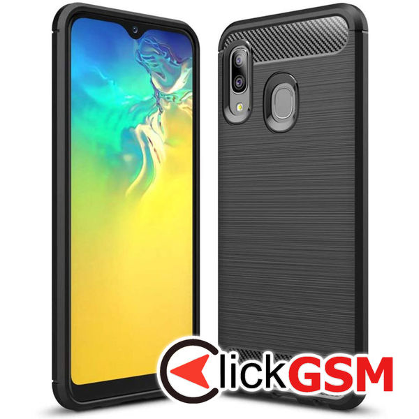 Husa Carbon Silicone negru Samsung Galaxy A20e 4xf