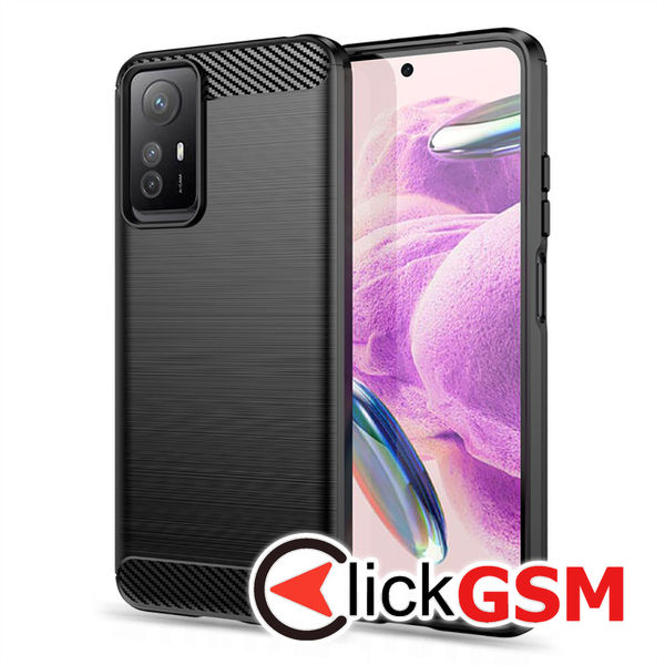 Husa Carbon Silicone negru Xiaomi RedMi Note 12S a2x