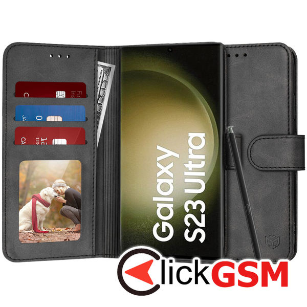 Husa Carte negru Samsung Galaxy S23 Ultra 93n