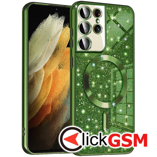 Husa Luxury Crystal verde Samsung Galaxy S21 Ultra 5G arp