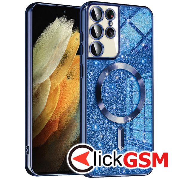 Husa Luxury Glitter albastru Samsung Galaxy S21 Ultra 5G arr