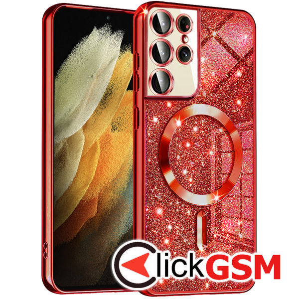 Husa Luxury Glitter rosu Samsung Galaxy S21 Ultra 5G arq