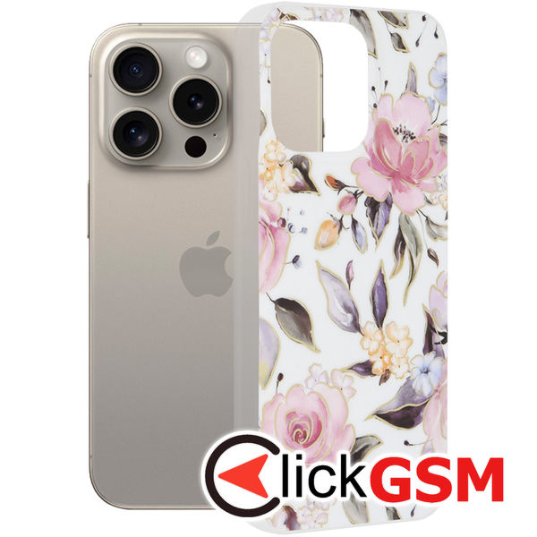 Husa Marble alb Apple iPhone 15 Pro Max 3pw