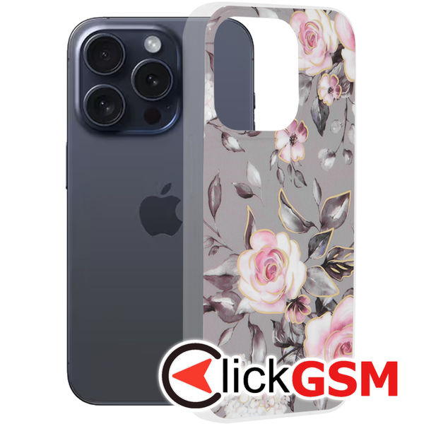 Husa Marble gri Apple iPhone 15 Pro 3pe