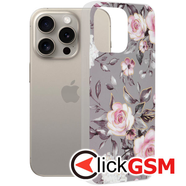 Husa Marble gri Apple iPhone 15 Pro Max 3q0