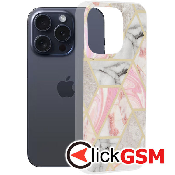 Husa Marble roz Apple iPhone 15 Pro 3pn